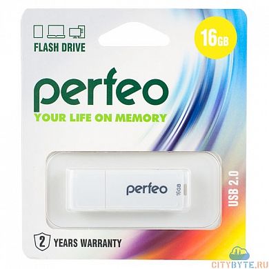 USB-флешка Perfeo c04 (PF-C04W016) USB 2.0 16 Гб белый