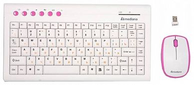 Комплект клавиатура + мышь Mediana KM-313 White-Pink USB